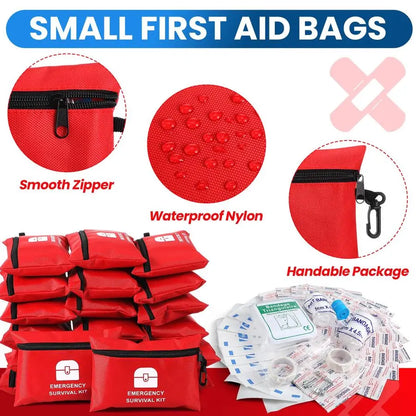 1740 Pcs Small First Aid Kits Bulk Mini Travel Size Emergency Individual Zipper Pouch Self Care Package Supplies for Homeless Tr