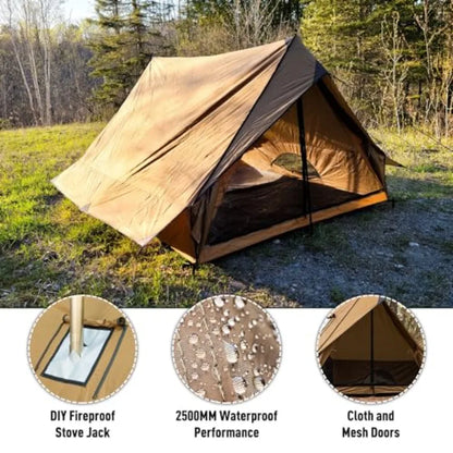 Camping Hot Tent Cabin Tent Chalet 70 Pro Portable Wall Tent with Stove Jack and Two Poles for 2-3 Person Hiking Backpacking