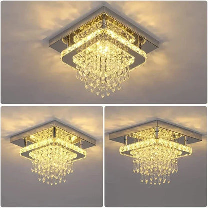 LED Lustre Chrome Crystal Ceiling Chandelier Creative Circular Restaurant Dining Room Bedroom Pendant Light Modern Home Decor