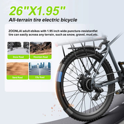 26-Inch 500W Electric Bike for Adults, 40 Miles 20Mph 360Wh Removable Battery, 7-Speed, 26-Inch Tires