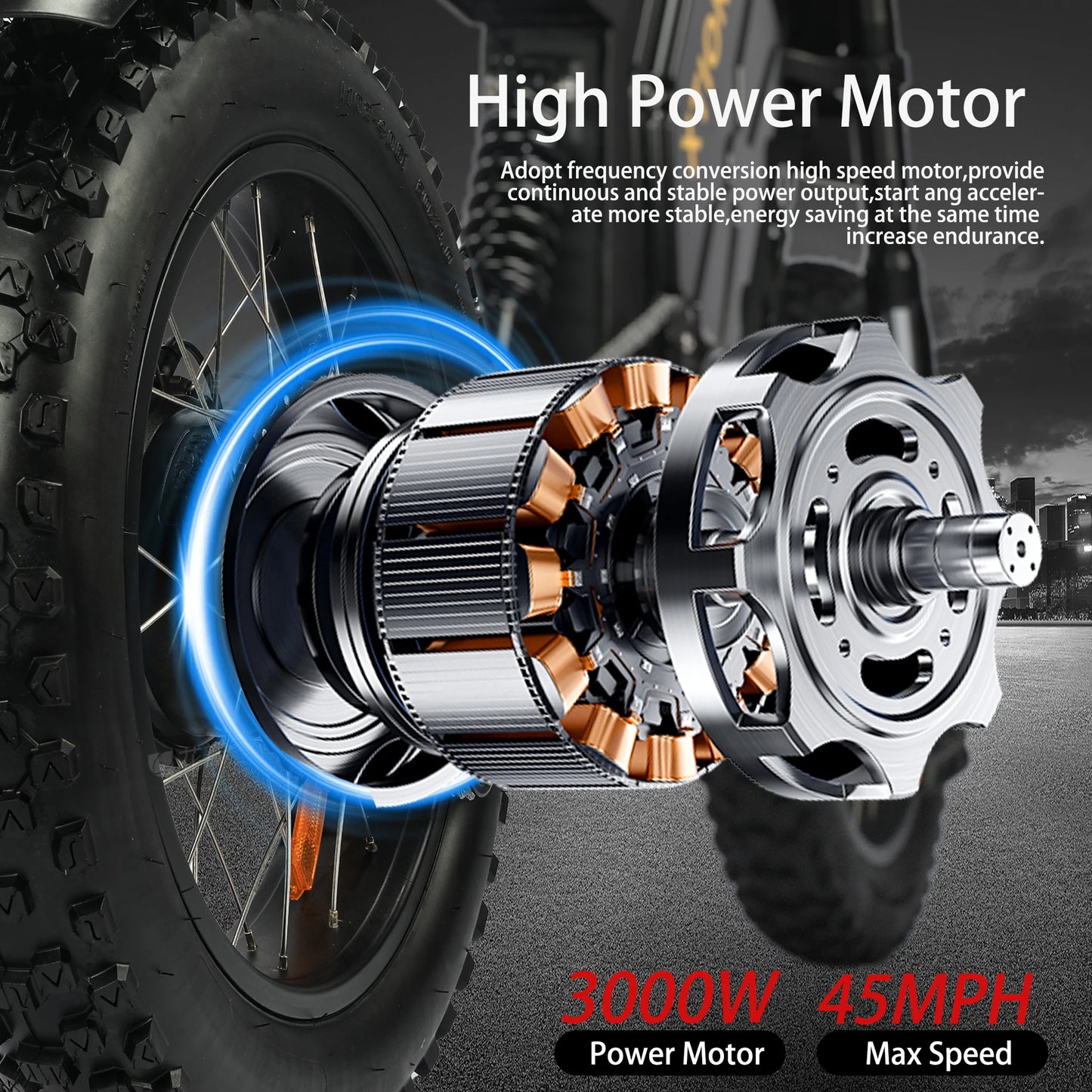 Electric Mountain Bike for Adults, 3000W E-bike , 45 MPH & 60 Miles Range, 60V 25AH Removable Battery Dual Shock Absorber E Bike