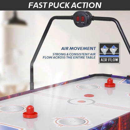 Air Hockey Table Indoor Hockey Game Table for Adults and Arcade Gaming Sets w/2 Pucks 2 Pushers Digital LED Scoreboard Powerful