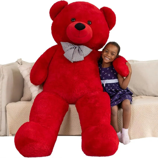 6 Feet Life Size Big Teddy Bear Plush Stuffed Animal Red Adorable Soft Gift for Christmas Valentine Birthday Long Distance
