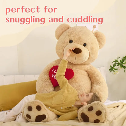 Red Heart Giant Teddy Bear 6ft Big Teddy Bear Stuffed Animals with Embroidered I Love You for Girlfriend Christmas Birthday Hug