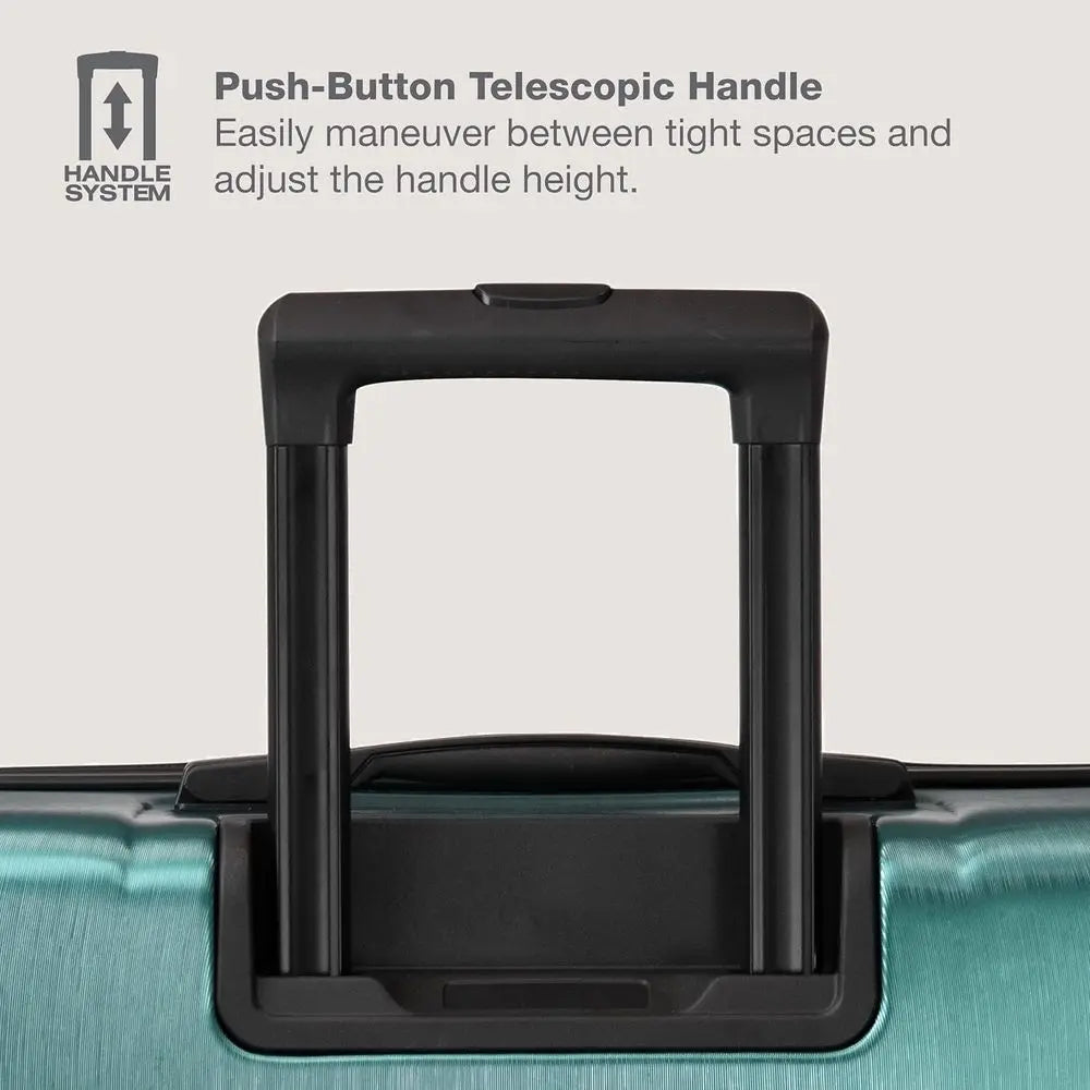 Medium 26-Inch Red Boren Expandable Hardshell Spinner Luggage with 8 Teal Wheels