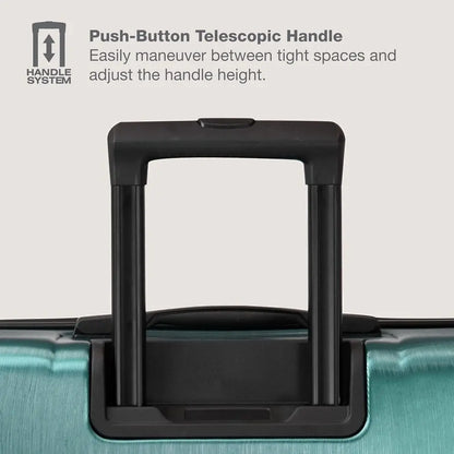 Medium 26-Inch Red Boren Expandable Hardshell Spinner Luggage with 8 Teal Wheels