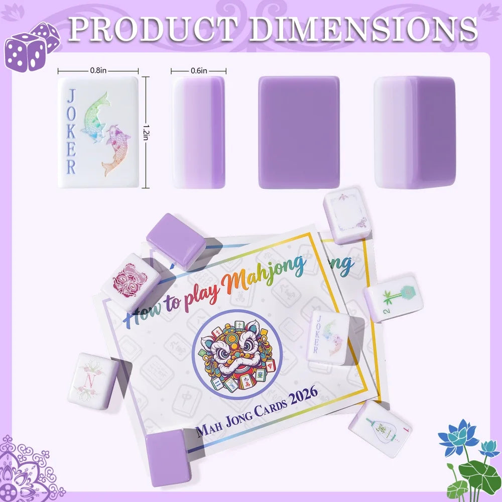 4-Layer Engraved American Mahjong Set 160 Acrylic Mah Jongg Tiles Family Party Club Board Game Mahjong Title with Dice Rule Card