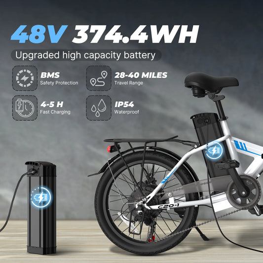 【1 Year Warranty】 Varun C20-1 Adult Electric Bike, 750W Peak motor, 48V 7.8Ah Battery, 20" Tire City Ebike, 20MPH, UL 2849