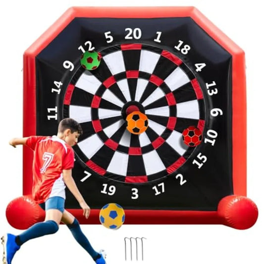 10FT Inflatable Giant Kick Darts Board Outdoor Soccer Dart Board with 4 Balls Giant Kick Darts Soccer Dartboards with Air Pump