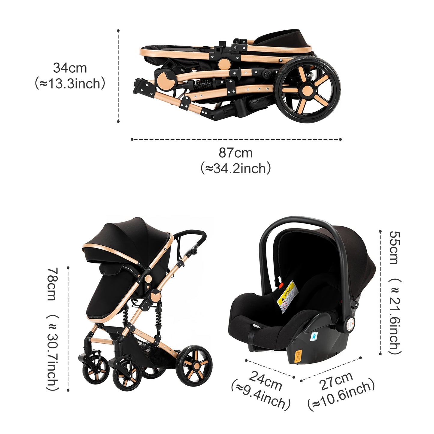Baby stroller 3 in 1 light carts Newborn Infant baby pram baby strollers with four wheels stroller for luxury baby folding car