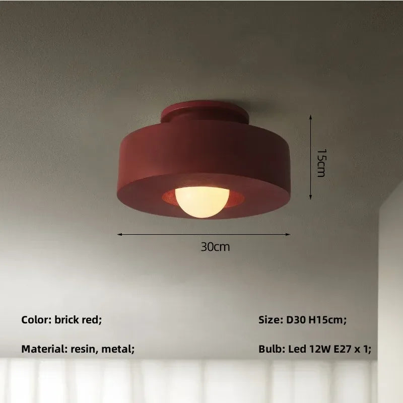 Macaron Living Room Minimalism Hallway Aisle Bedroom Home Decor Red Wabi-Sabi Resin Lamp Nordic Simon Ceiling Light LED