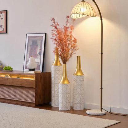 Glazed Metal Vases Home Decoration Set 3 White 24in/28.7in/33.5in Height Elegant Living Room Floor Decor Shipping From The USA