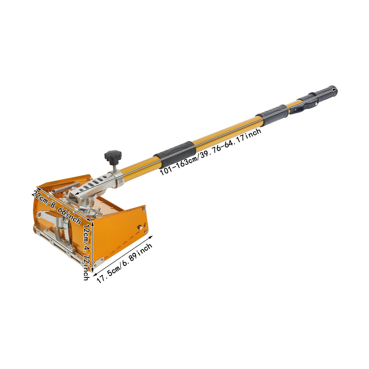 Drywall Taping Tool, Adjustable Drywall Box 8 Inch, Yellow Drywall Smooth Finish Trowel with Dual Spring Uniform Pressure, Extension Handle 39.76-64.17 Inches for Efficient Wall Ceiling Joint Plastering