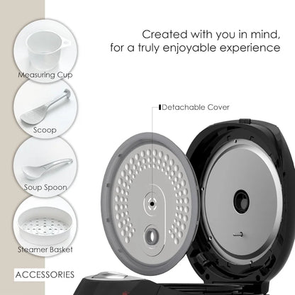 MAGiC COM rice cooker, 10Cup(Uncooked) 20cup(Cooked) Family-Sized,Steamer with Non-Stick Inner Pot,Delay Timer & Keep Warm,Black