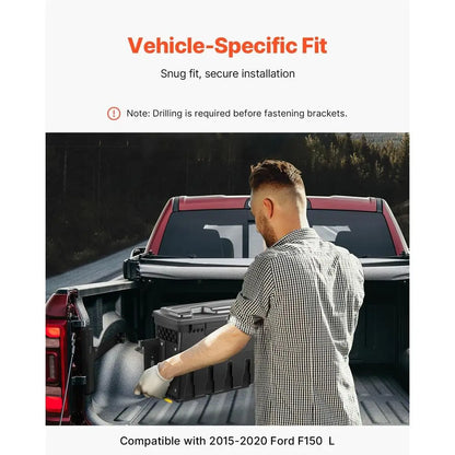 Bed Storage Box, Lockable Swing Case with Password Padlock, 6.6 Gal/25 L ABS Wheel Well Tool Box, Waterproof and Durable, Compat