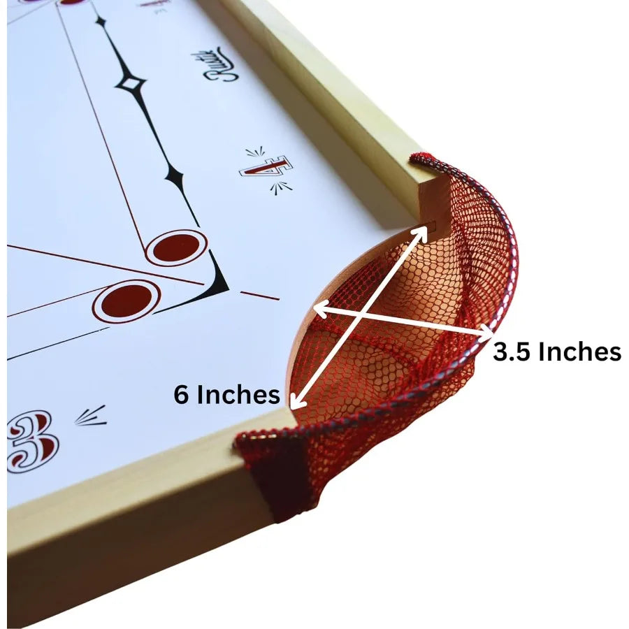 Classic American Style Carrom and Pichenotte Board Game Set with Two Additional Cues for Home Entertainment Indoor Recreation F