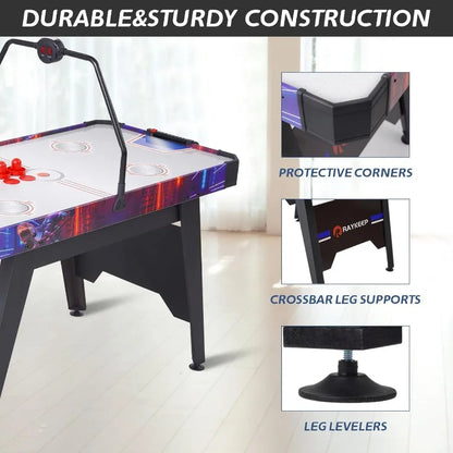 Air Hockey Table Indoor Hockey Game Table for Adults and Arcade Gaming Sets w/2 Pucks 2 Pushers Digital LED Scoreboard Powerful