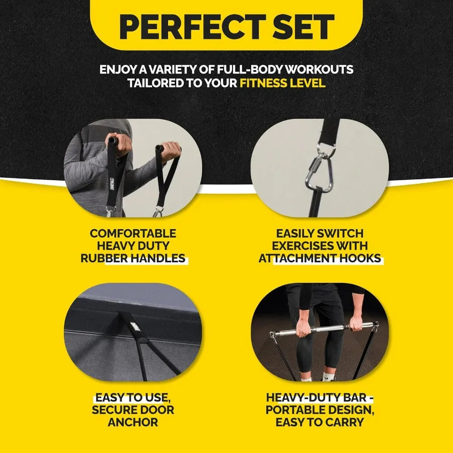 Long Resistance Bands for Working Out Men and Women - Set of 5 Pull-Up Bands, Rubber Handles and Door Anchor - Workout Bands Res