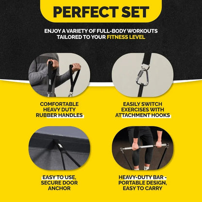 Long Resistance Bands for Working Out Men and Women - Set of 5 Pull-Up Bands, Rubber Handles and Door Anchor - Workout Bands Res