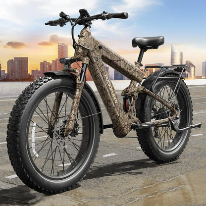 PUCKIPUPPY Mountain Electric Bike 1350W, 48V 30AH Dual Battery Ebike 130 Miles Long Range Full Suspension E bike 26" Fat Tire