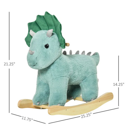 The Dark Green Dinosaur Riding Toy Horse  With Realistic Sound Effects  Is A Plush Animal-filled Toy Suitable For Children