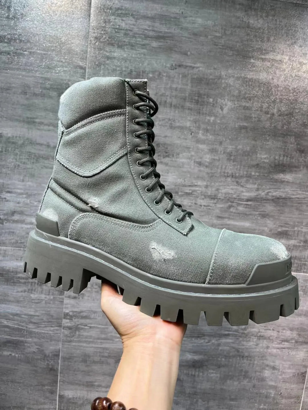 New Full Grain Leather Mid Calf Short Boots Round Toe Roomy Fit Cement Construction Men's Fall Winter Outdoor Boots
