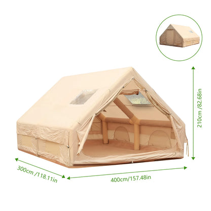 Inflatable Camping Tents with Hand Pump 12m² Air Glamping Tents Easy Setup Waterproof and Windproof Blow up Tent 4 Seasons