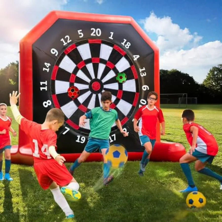 10FT Inflatable Giant Kick Darts Board Outdoor Soccer Dart Board with 4 Balls Giant Kick Darts Soccer Dartboards with Air Pump