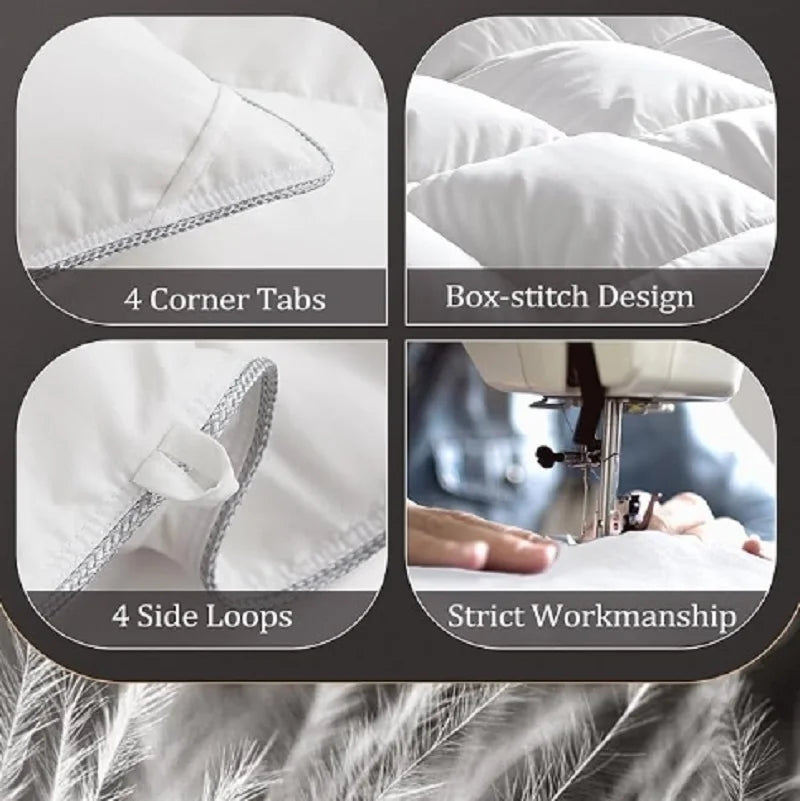 downluxe Luxurious Down Fiber Comforter with Premium Fabric, All Seasons Medium Warmth Duvet Insert King, Hotel Collection Down