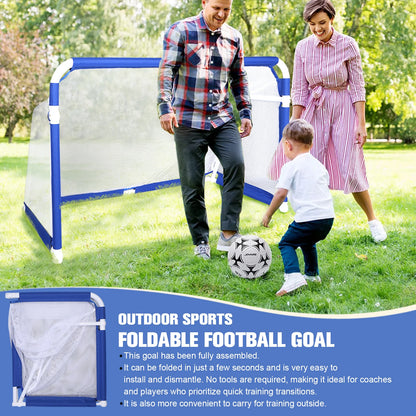 Folding Mini Football Soccer Ball Plastic Removable Goal Post Net Foldable Football Goal Indoor Outdoor Training Games for Kids
