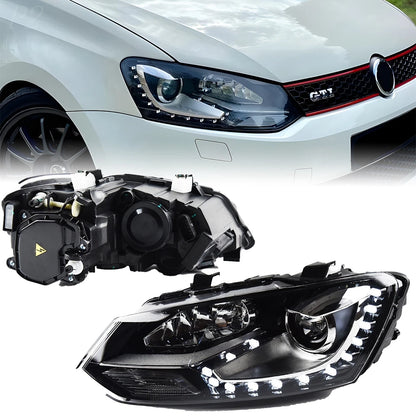 Headlight for VW Polo TSI 2011-2018 Car LED DRL Hella автомобильные товары Hid H7 Vento Polo GTI Car Accessories