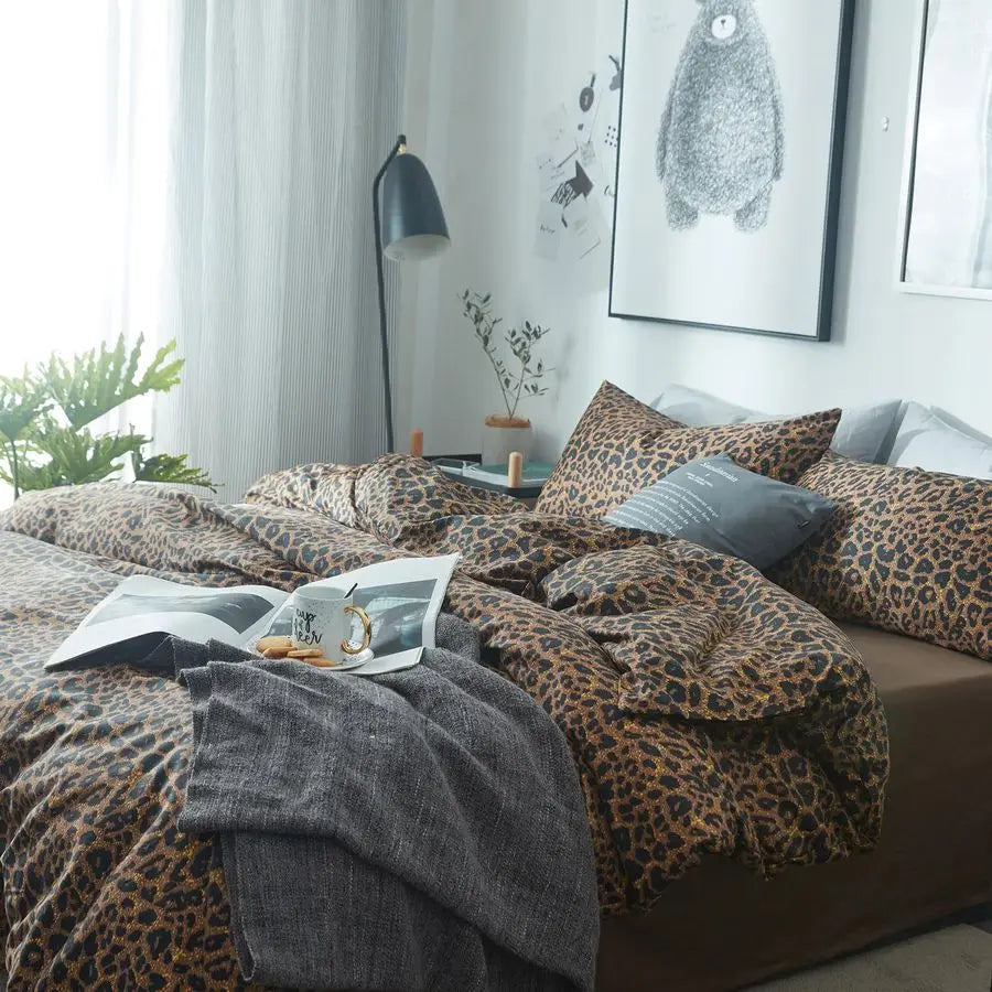 Print Comforter Set King Soft Fluffy Animal Cheetah Printed Comforter Set 3 Pieces Brown Black Floral Bedding Farmhouse Leopard