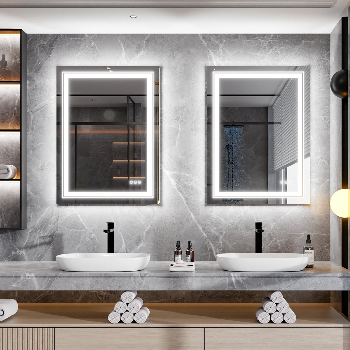 LUVODI 24x32 Inch Led  Rectangle Mirrors for Bathroom with Front Light and Backlit Anti Fog Function Wall Decor Vanity Mirrors