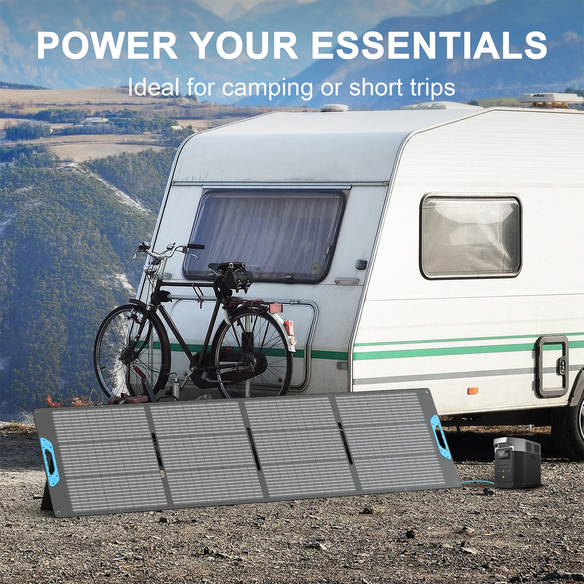E-POWO Portable Solar Panel 220W ETFE Foldable Solar Charger for Power Station Camping RV Hurricane Phones Full Kit Military-Grade Quality