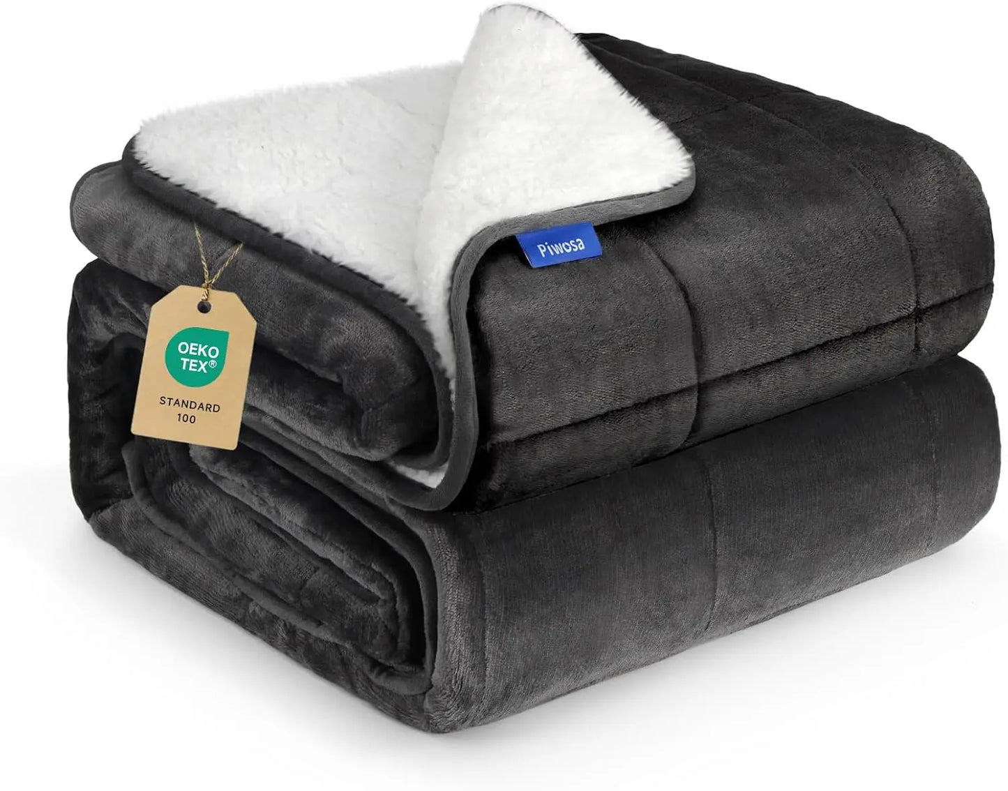 King Size Weighted Blanket 25 lbs, Sherpa Fleece Throw for Couples with Soft Plush Top, Cozy Warm Winter Blanket