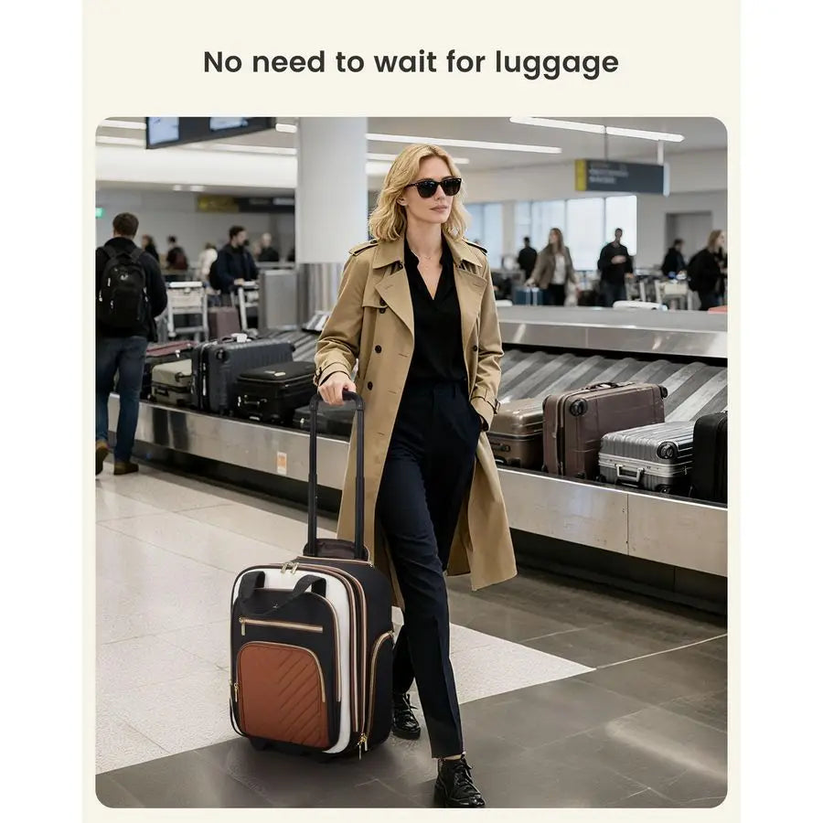 Carry On Luggage with Wheels, Lightweight Stylish Under Seat Luggage, Soft Sided Small Personal Item Suitcase for Travel