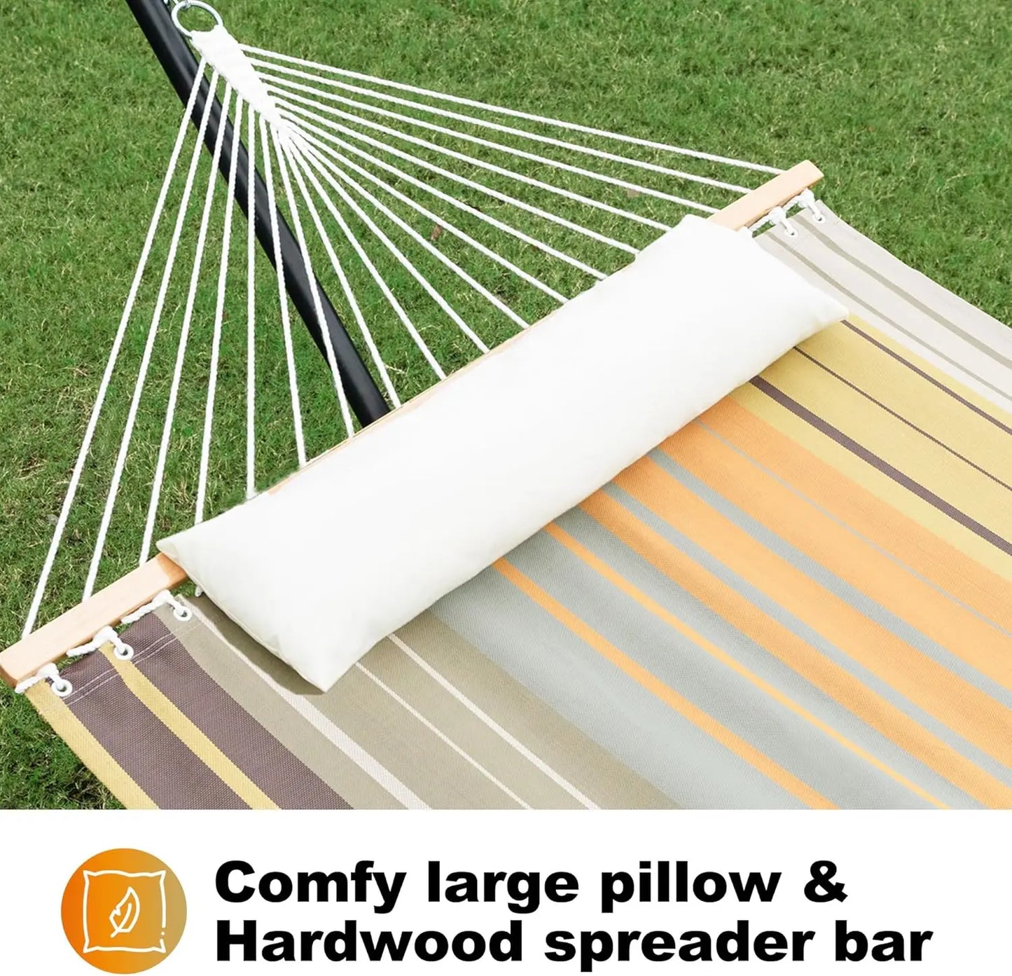 Waterproof Double Hammock with Stand, 2 Person 55'' Large Quick Dry Textilene, Outdoor Heavy Duty for 475lbs Capacity