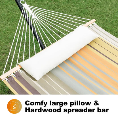 Waterproof Double Hammock with Stand, 2 Person 55'' Large Quick Dry Textilene, Outdoor Heavy Duty for 475lbs Capacity
