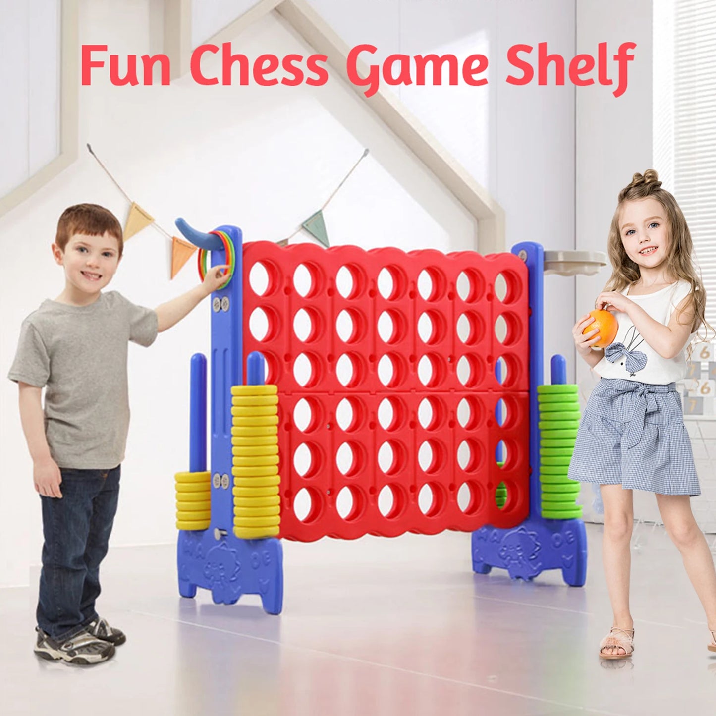 Connect 4 Jumbo Game Set 34.65x33.07in Jumbo 4-to-Score Yard Game Giant 4 Connect in A Row Game for Kids Adults and Family