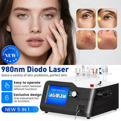 5 In 1 980nm Diode Laser Machine Nail Fungus Treatment Spider Veins Vascular Removal Skin Rejuvenation Beauty Device