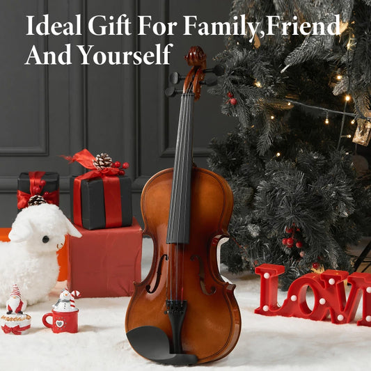High Quality Solid Wood Violin with Case Bow Tonewood Ergonomic for Beginner Student Music Learner String Music Instrument