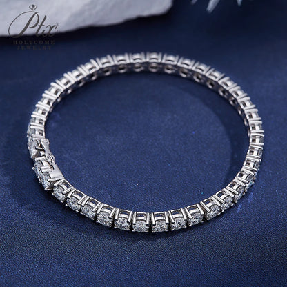 3mm Moissanite Tennis Bracelet 925 Sterling Silver Plated White Gold Bracelet for Women Man Sparkling Party Jewelry 6.5/7inch