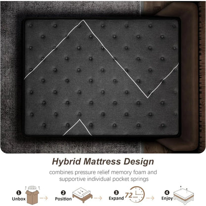 Extra Firm Mattress, 14 Inch Size Mattress,Memory Foam Hybrid with Extra Lumbar Support, Back Pain Relief&Cool Sleep, Firm Foam