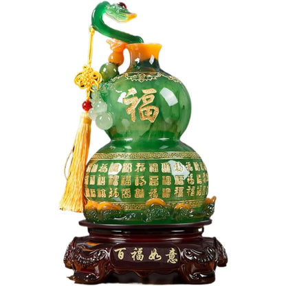 Colorful Glazed Brass Lucky Wooden Gourd for Home, Office, and Celebration Gifts