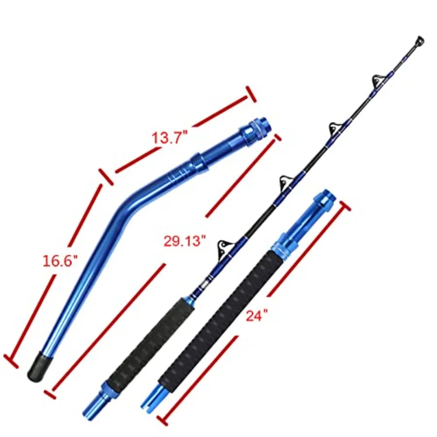 2Piece Saltwater Offshore Heavy Bent Straight Butt Trolling Rod Fishing Roller Rod Conventional Boat Deep Sea Fishing P