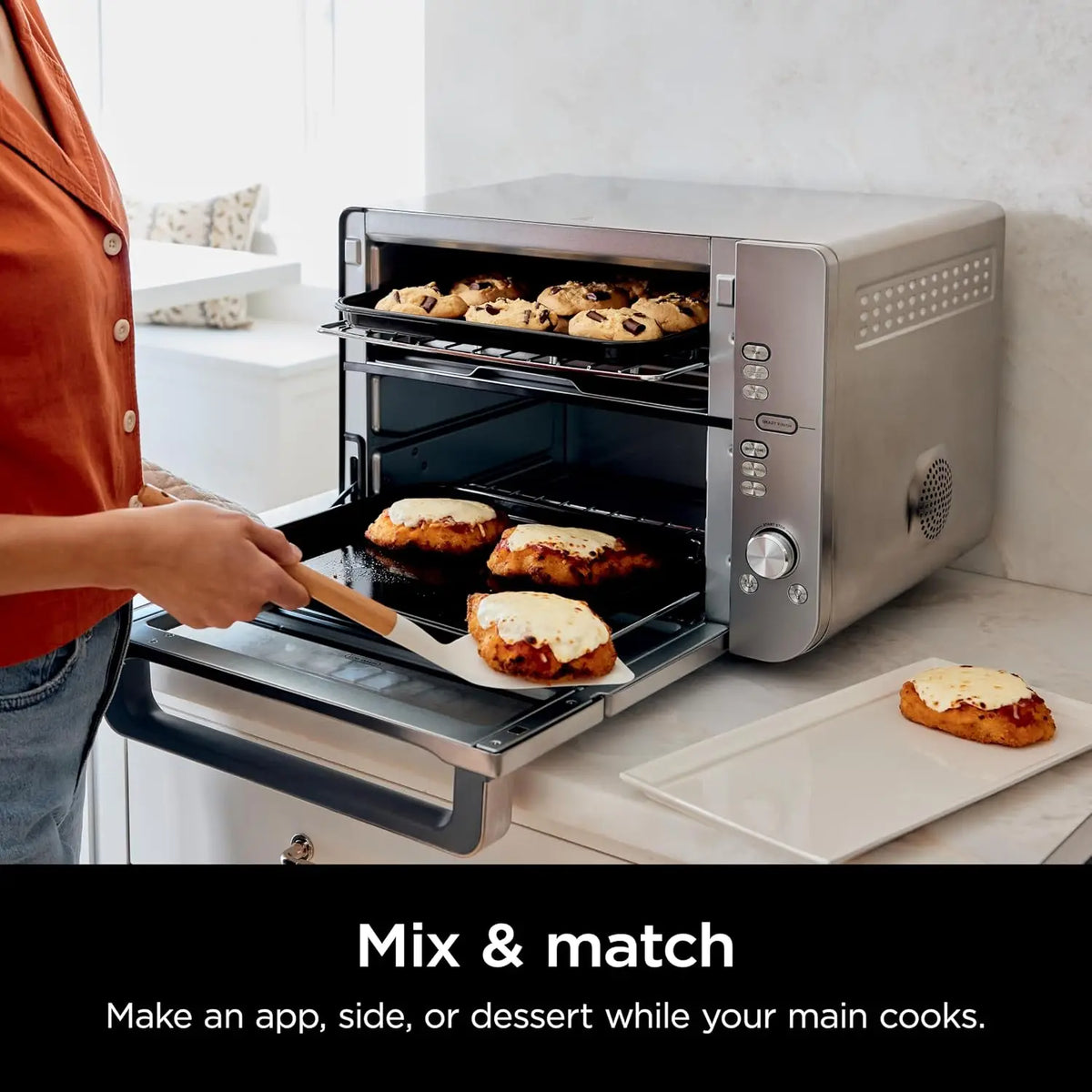 Large Capacity 12-in-1 Countertop Oven and Air Fryer, XL Size, Stainless Steel, Cooks Air Fry, Bake, Broil, Reheat, and Pizza