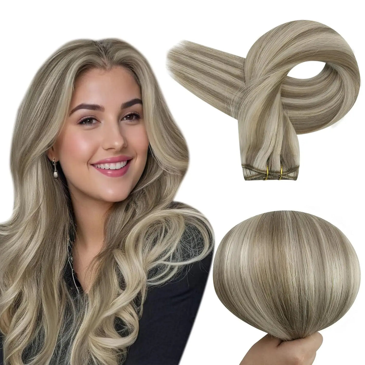 Full Shine Straight Human Hair Extensions Sew in Silky Skin Double Weft Hair Extensions For Salon