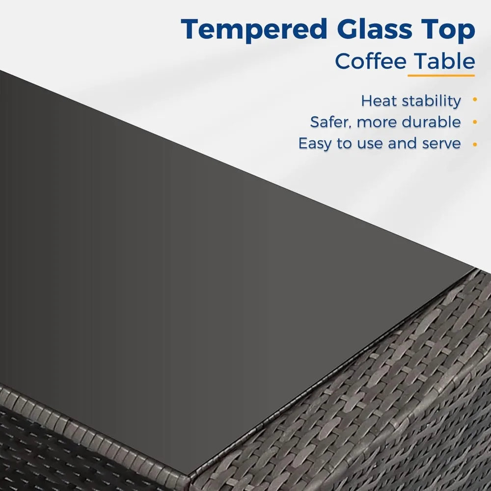 Outdoor Patio Furniture Set, 4-Piece Wicker Conversation Set with Gray Rattan Sofa Chairs and Cushions for Porch or Deck