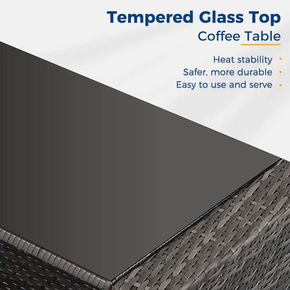 Outdoor Patio Furniture Set, 4-Piece Wicker Conversation Set with Gray Rattan Sofa Chairs and Cushions for Porch or Deck