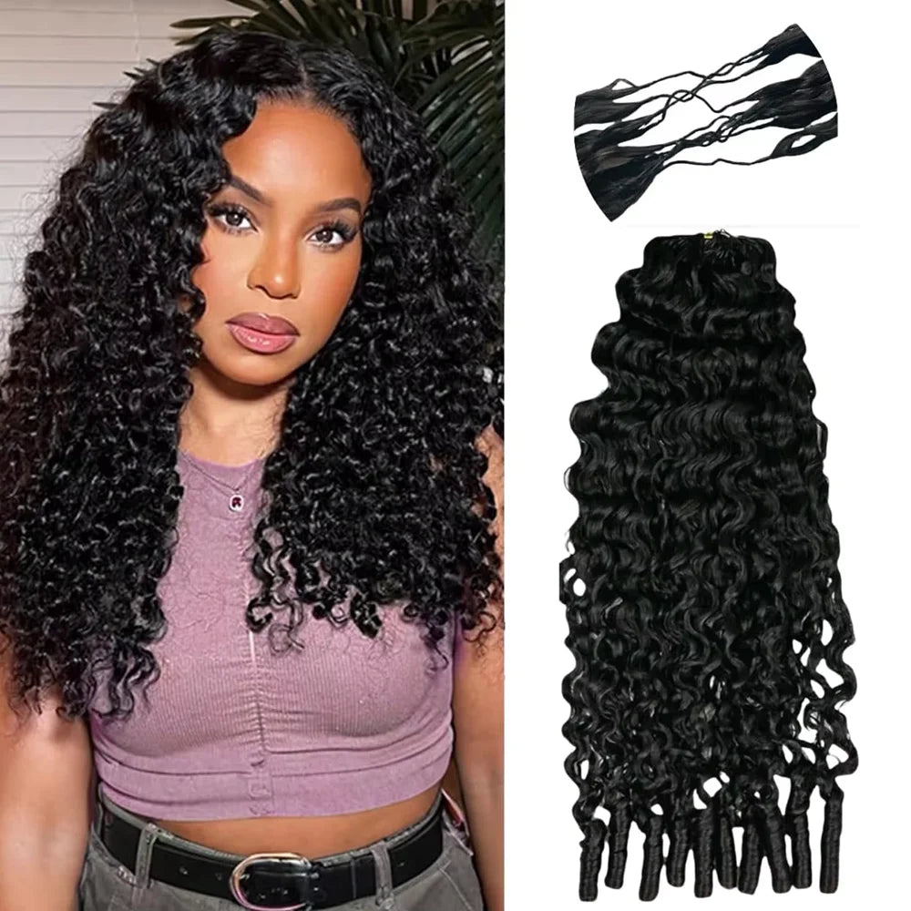 Miracle Knots Crochet Hair For Braiding Burmese Curly Braids Raw Human Hair Extensions Feathered Human Crochet Hair Burmese Curly Feathered Crochet Human Hair Natural Black Pixie Curly Hair For Braiding Burmese Water Wave Hai